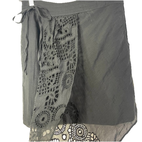NWT Anthro Leifnotes Black Skirt Size 2 Eyelet Silk Asymmetrical Whimsigoth - Picture 2 of 9